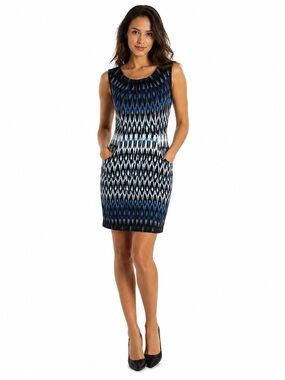 Laura Petites Sleeveless Printed Sheath Dress Size 8
